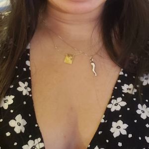 A V U Savvy Cie jewelers 18k gold vermeil letter script initial pendant necklace